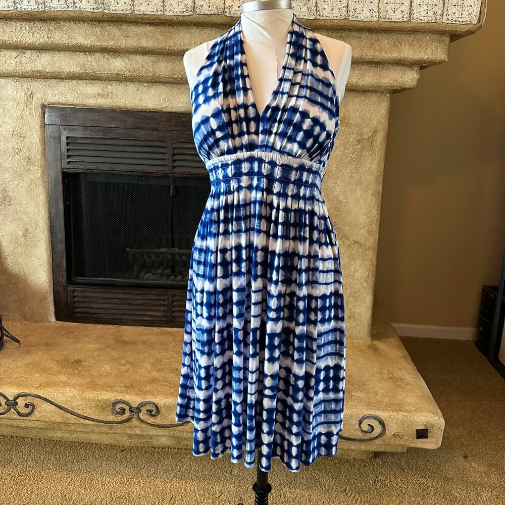 Halter print jersey knit designer summer dress - 8